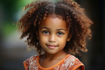 Fototapeta premium Smiling young girl with curly hair