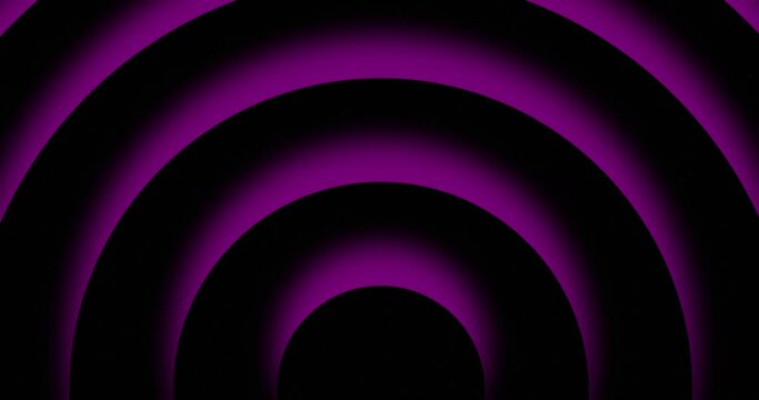 half semi circles moving and growing from small to big in one direction. Abstract seamless loop animation of pink color circles with dark shadow growing from one direction.