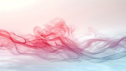 Computer-Generated Pastel Wave of Water Clouds on a Light Pink Background. Concept Digital Art, Pastel Colors, Ocean Waves, Cloud Illustration, Light Pink Background