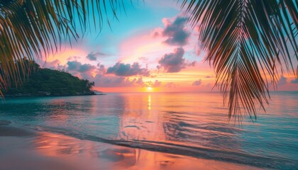 Sunset Painting on Tropical Beach