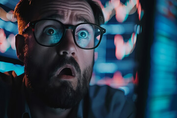 Man feels fear while looking at the crypto market
