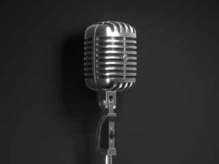 Fototapeta premium Professional sound recording microphone. Banner with copy space.