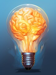 Bright idea concept with brain-shaped light bulb