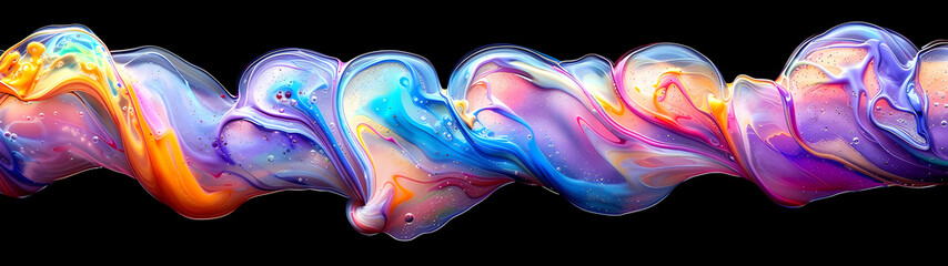 Swirling and undulating with mesmerizing patterns, the colorful gelatinous fluid cascades and oozes across the expansive canvas of the ultra-wide display, with vibrant hues and dynamic movements