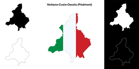 Verbano-Cusio-Ossola province outline map set