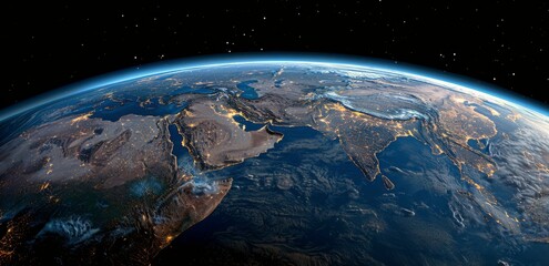 Obraz premium A View of the Earth From Space at Night