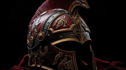 Hoplite's helmet adorned with intricate patterns showcasing valor and experience