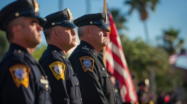 Officers at Jeremy N. Henwood memorial service in San Diego.

