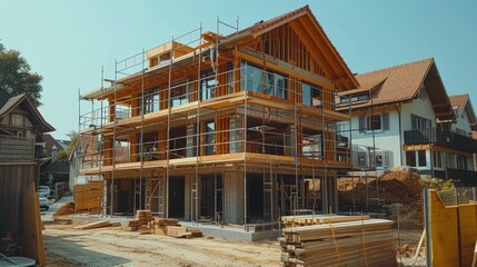 Fototapeta premium Model of a Wooden House on a Table
