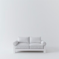 A Creative Minimal Paper Concept Features A White Sofa Against A Clean Background In A 3D Render, Illustrations Images