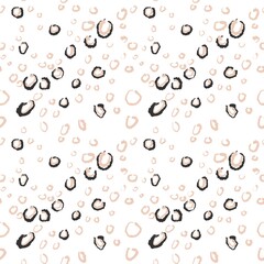 Seamless abstract geometric pattern. Black, beige, white texture. Lines, stains, ovals. Digital brush strokes background. Design for textile fabrics, wrapping paper, background, wallpaper, cover.