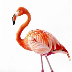 A Flamingo Stands Gracefully Against A Clean White Backdrop, Illustrations Images