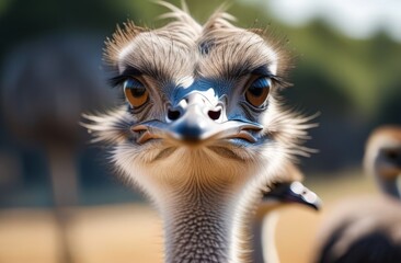 Emu head close-up in natural habitat