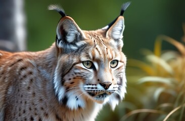 Animal lynx closeup in natural habitat