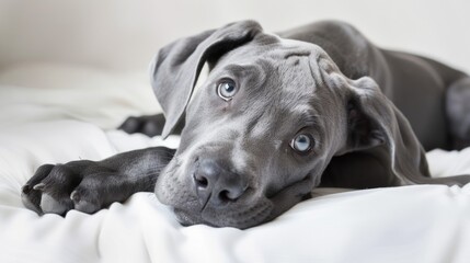 Adorable Gray Great Dane Puppy: The Cutest Purebred Baby Animal Companion  - obrazy, fototapety, plakaty