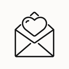 Love letter line icon. Relationship, message, valentine, romantic. Isolated on a white background. Pixel perfect. Editable stroke. 64x64.