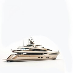 Naklejka premium A Luxurious Yacht, A Symbol Of Opulence, Is Showcased In Profile Against A White Backdrop, Illustrations Images