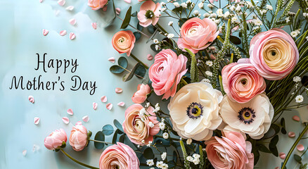 Naklejka premium Mother's Day card with pastel colors and the words 