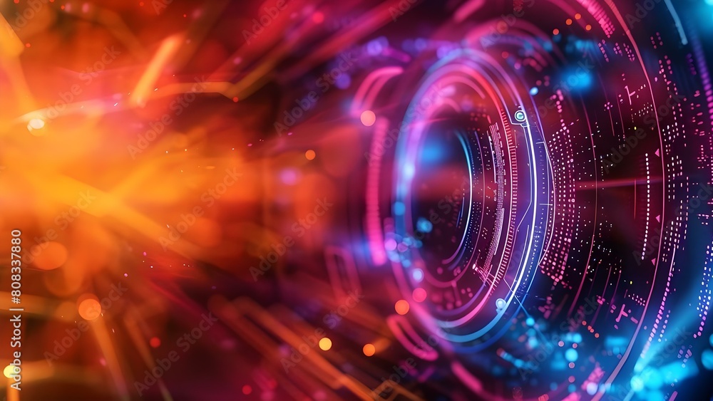 Poster futuristic circular hud element in virtual reality showcasing cyber security technology. concept vir