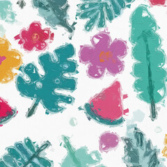 Oil paintings and various flowers, lotus, lotus leaves, chrysanthemums, ponds, cats, dogs, watermelons are beautiful