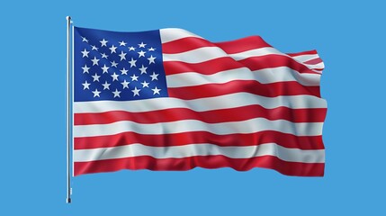 American flag on isolated background