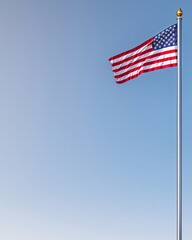  American flag on sky background 