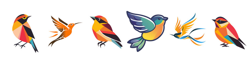 Fototapeta premium Set of A a bird logo on a transparent background