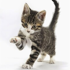 Obraz premium A Playful Kitten Pounces Into Action, Illustrations Images