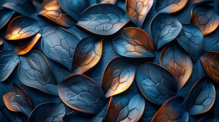 abstract background made of blue and orange leaves, 3d illustration.jpeg