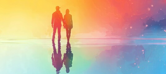 couple in rainbow colors