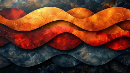 Abstract background with red, orange and blue wavy lines. 3D rendering.jpeg