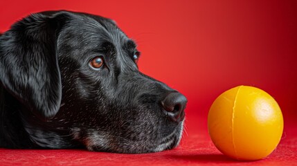 Retrato de un perro y su pelota