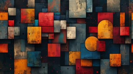 abstract grunge background with red, orange and black geometric shapes