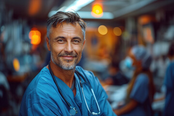 Fototapeta premium Portrait of a smiling male doctor working in the ambulance service