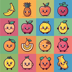 cute fruits icons