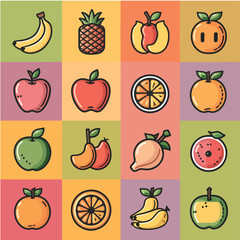 cute fruits icons