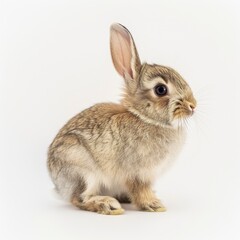 Fototapeta premium Admire The Innocence Of A 4-Month-Old Rabbit, Its Curious Gaze Fixed Against A Pristine White Backdrop, Illustrations Images