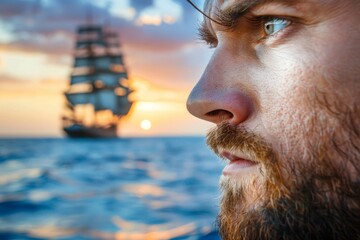 Sailor s intense focus on wind direction at summer olympics  close up of eyes scanning horizon