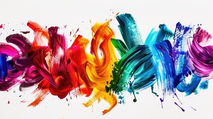 abstract brushstrokes in a spectrum of rainbow colors, each stroke wide and flowing, ideal for sending a message of joy and positivity for any occasion