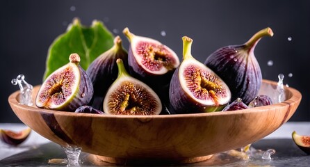 wooden bowl filled with figs