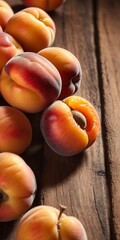 Apricot fruits on wooden rustic table