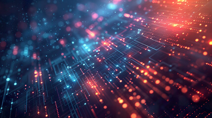 Naklejka premium Digital information matrix background. Futuristic technology data visualization, global communication concept