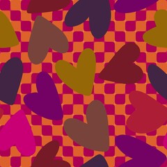 Valentines hearts seamless retro pattern for wrapping paper and fabrics and kids print and festive party accessories