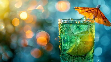 Refreshing Icy Cocktail with Vibrant Color. Generative ai