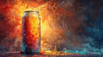 Energetic drink on bright colorful background. Generative ai