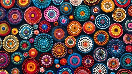 Seamless pattern with colorful beads on black background. 3d rendering.jpeg