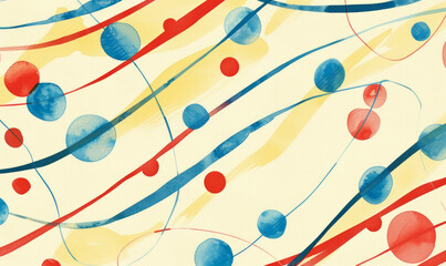 abstract background with circles and lines in blue, red and yellow colors
