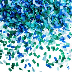 Blue And Green Confetti Cascades Gracefully Against A Pristine White Backdrop, Illustrations Images