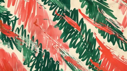 Festive brushstrokes in green and red, applied in a chevron pattern that mimics Christmas tree garlands,
