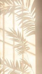 Soft shadow play of palm leaves on wall, elegant and tranquil
